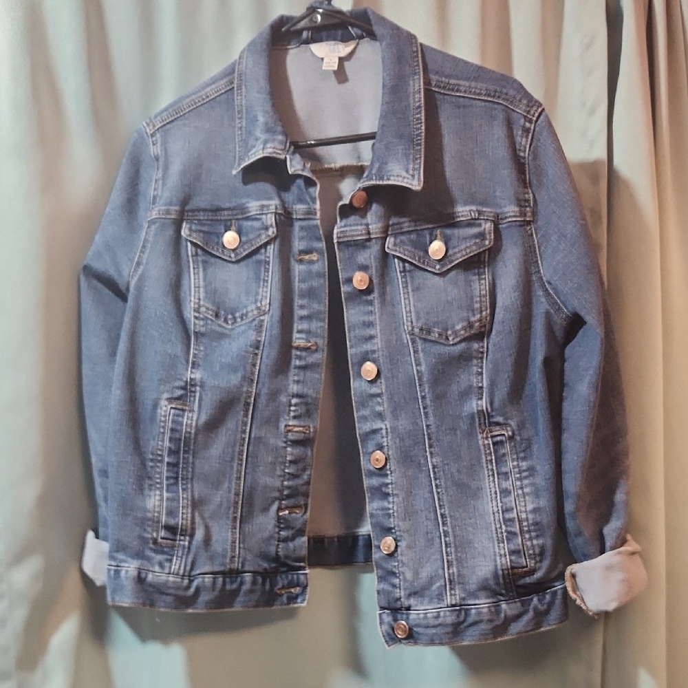 Time and Tru Blue Striped Denim Jacket